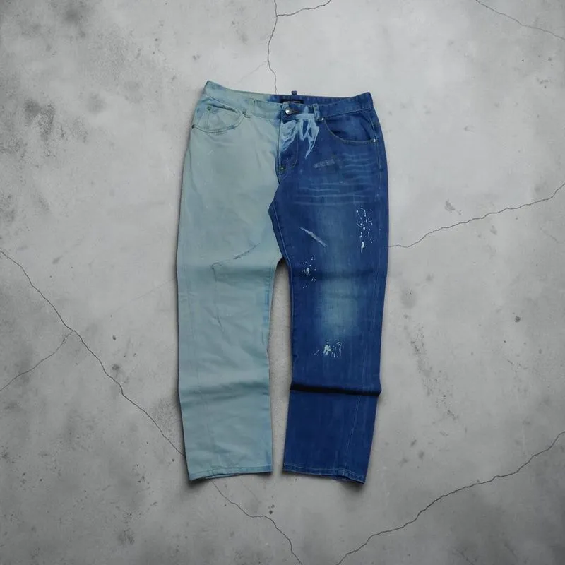slim straight jeans two tone unbranded photo 1