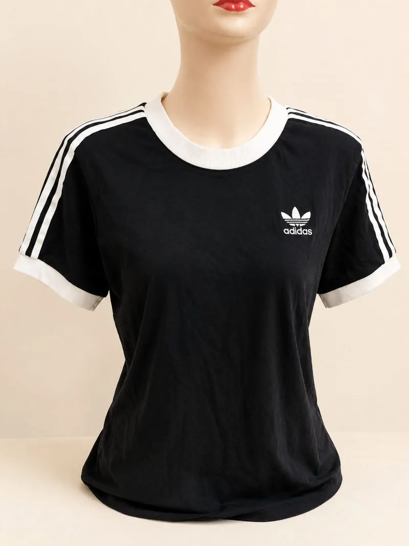 Adidas Originals Trefoil 3 Stripes Ringer Tee Hitam Putih   photo 1