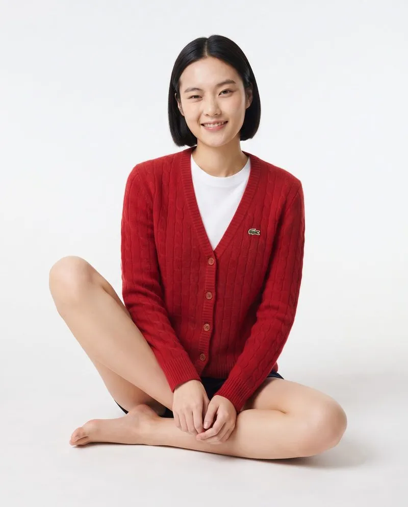 Jaket Cardigan Cable Lacoste Women colour Red Size  5 photo 1