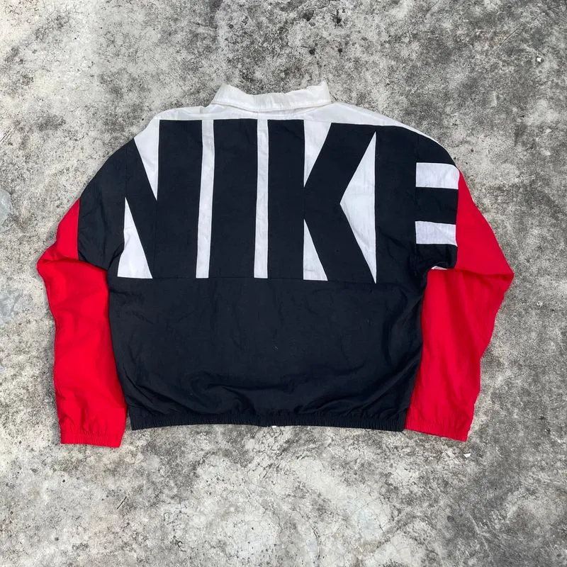 vintage nike windbreaker red and black