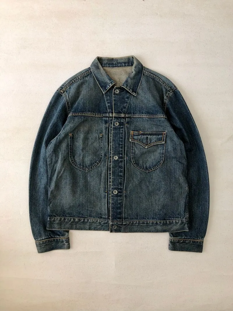 Uniqlo Vintage Streetwear Denim jacket Pria navy blue Preloved