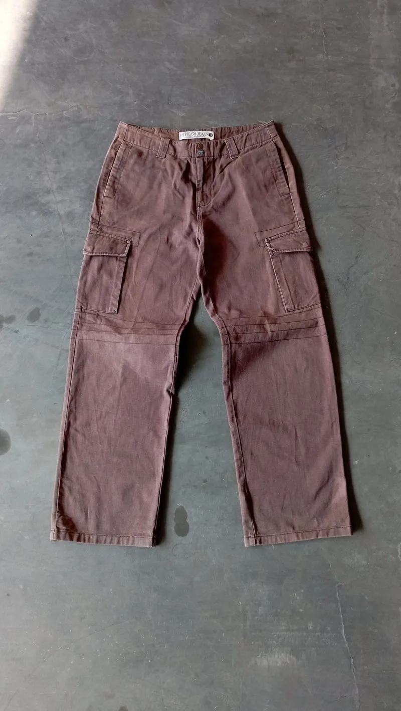 Baggy Cargo Pants Brown Buckle Back photo 1