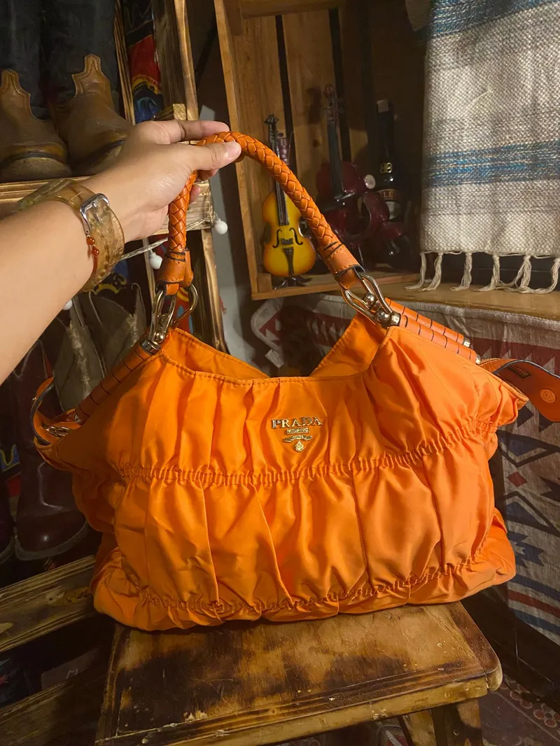 Prada Luxury Minimalist Bags purse Wanita multicolor orange