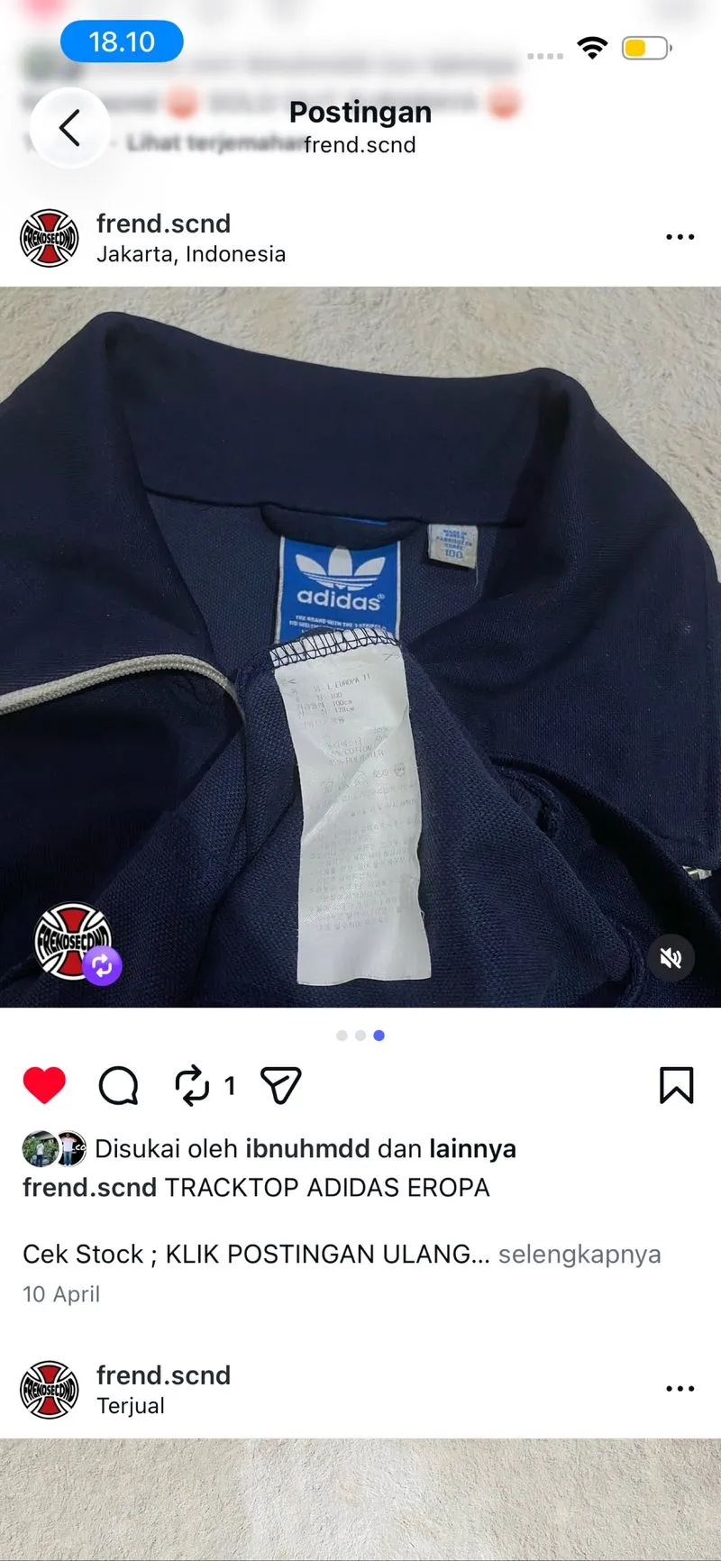 Tracktop Adidas Erope navy photo 1