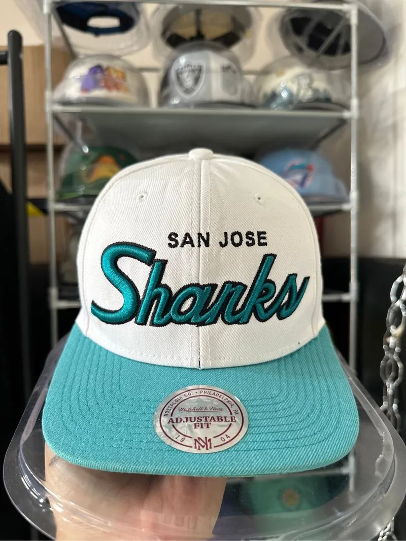 Vintage Mitchell & Ness San Jose Sharks NHL script snapback photo 1