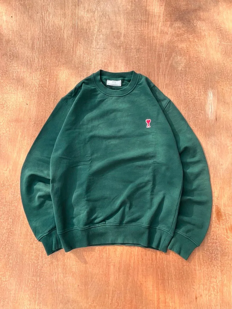AMI Paris Green Ami de Cœur Logo Crewneck Sweatshirt photo 1