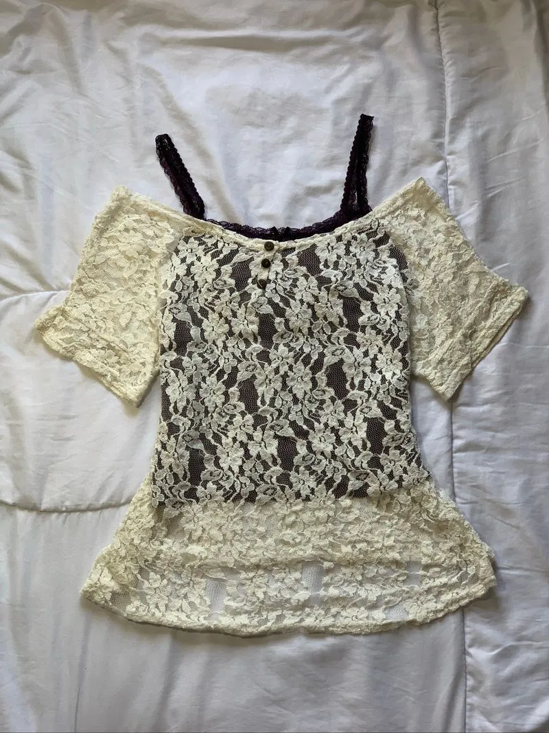 purple mix white top photo 1