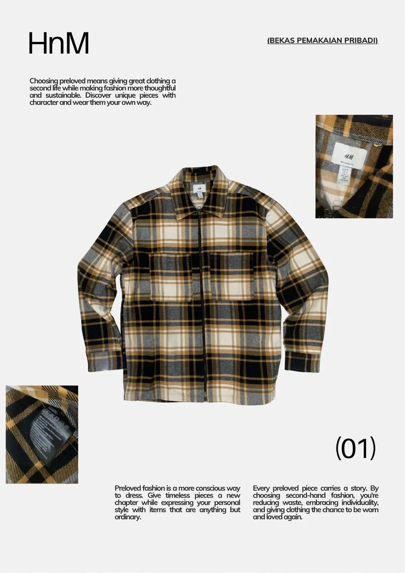 H&M Full zip flannel jacket overshirt photo 1