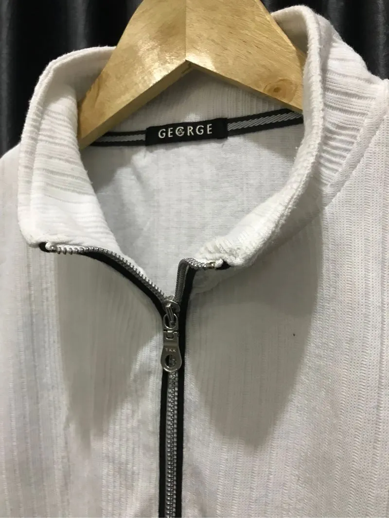  GEORGE Ribbed Track Jacket | White photo 1