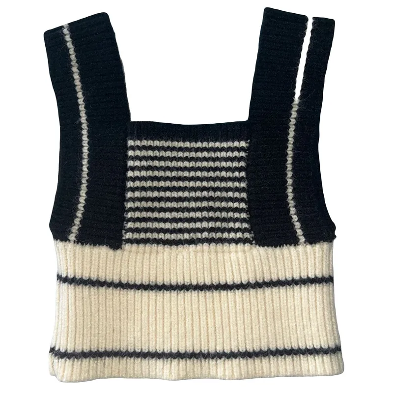Y2K Casual Crop top Wanita white black photo 1