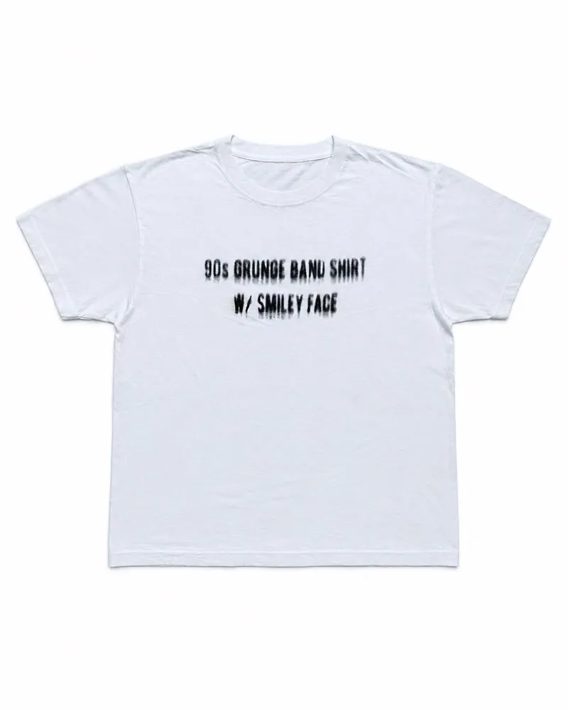 90s GRUNGE BAND SHIRT W/ SMILEY FACE —  Print Tee photo 1