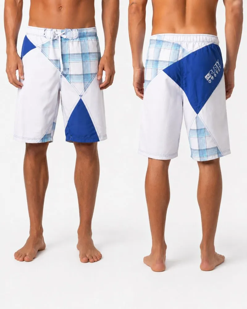 Rusty Sportswear RX Men's White Blue Geometric Board Shorts  photo 1