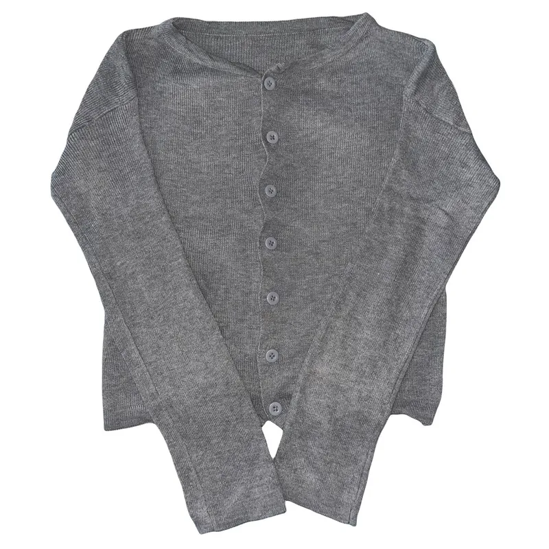 Minimalist Casual Cardigan Wanita gray photo 1