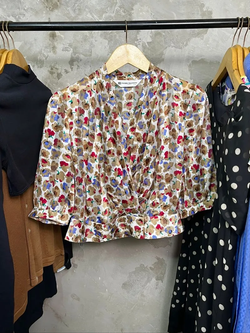 Vintage 90s Floral Blouse Pierre Balmain photo 1
