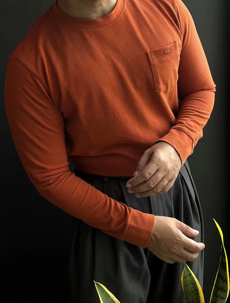 Long Sleeve Terracota Pique Cotton by Lacoste Special editio photo 1