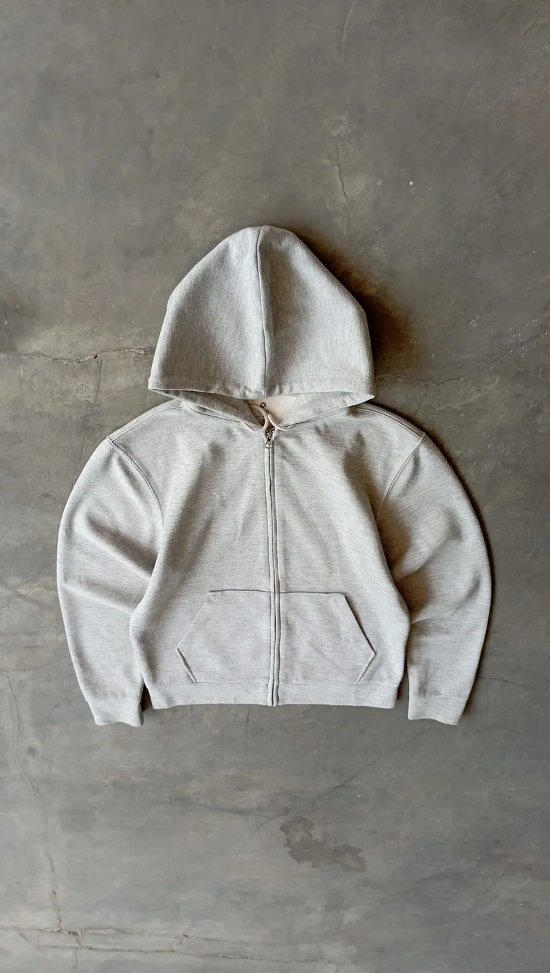 2000's Heavyweight Gray Zip Up Boxy Hoodie photo 1