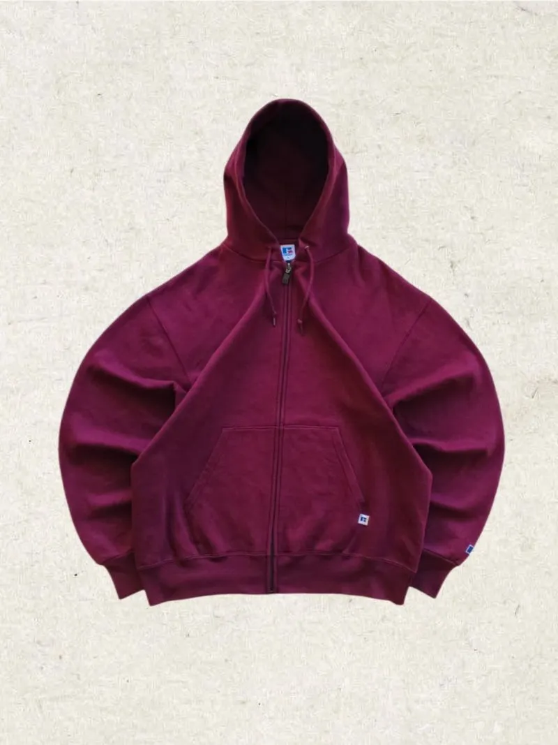 Russell Athletic burgundy zip up hoodie  photo 1