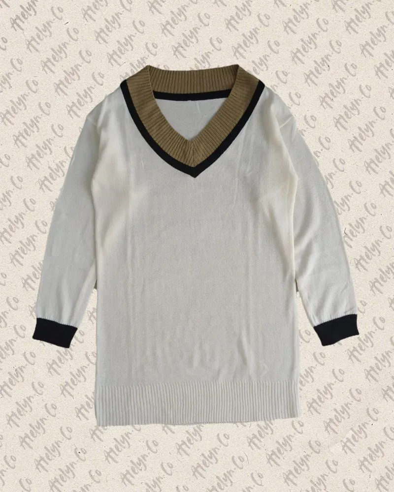 Oversize V-Neck Knit Sweatshirts photo 1