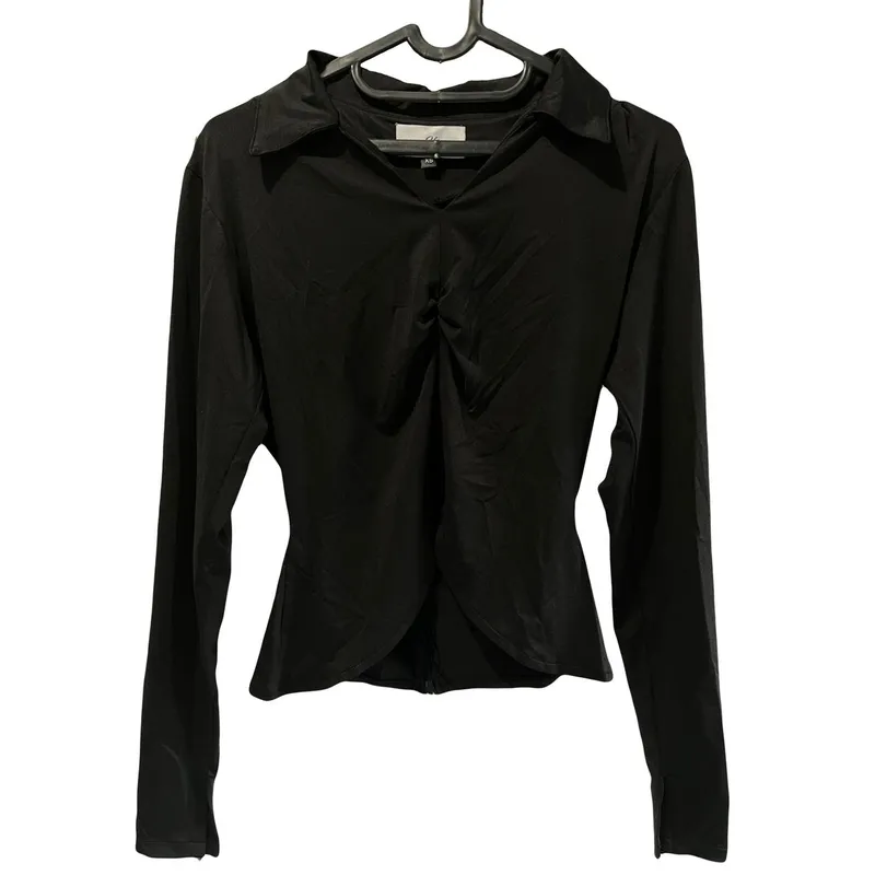 Minimalist Casual Shirt Wanita black photo 1