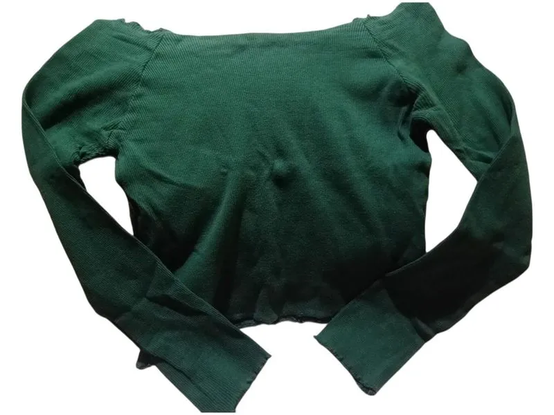 Long Sleeve Ribbed Knit Crop Top photo 1