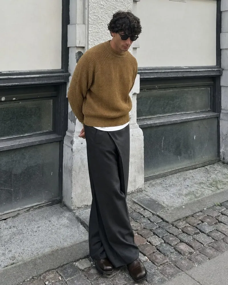 Sweater basic knit textured waffle  photo 1