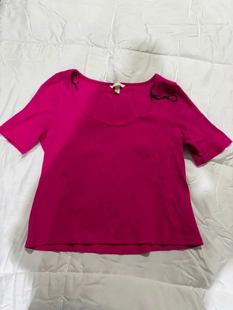 Hnm hot pink knit top photo 1
