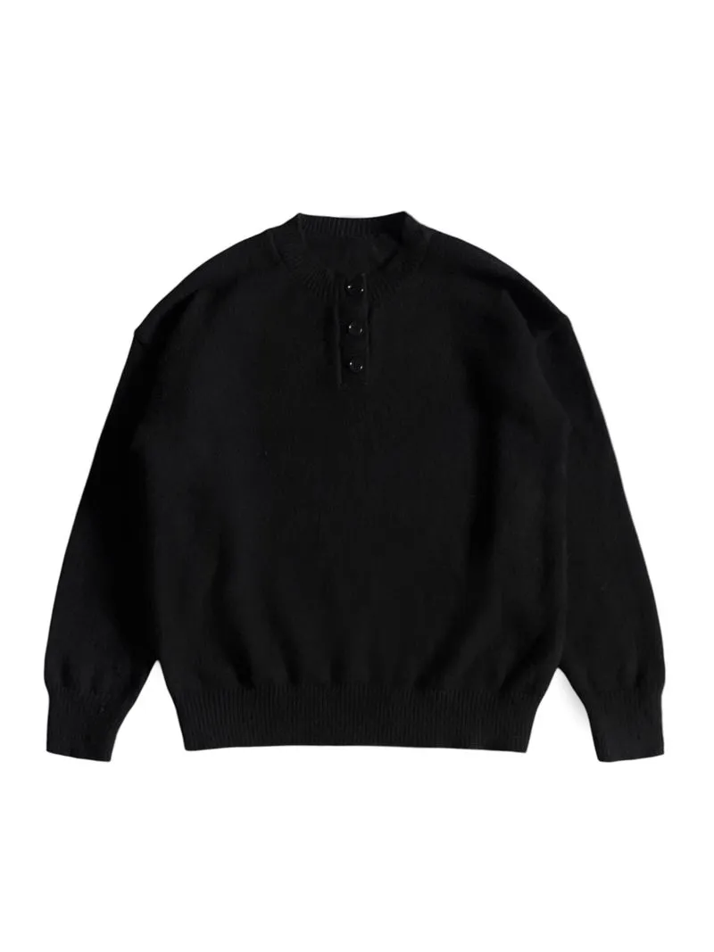 Basic half-button knitted sweater black knit knitwear rajut photo 1