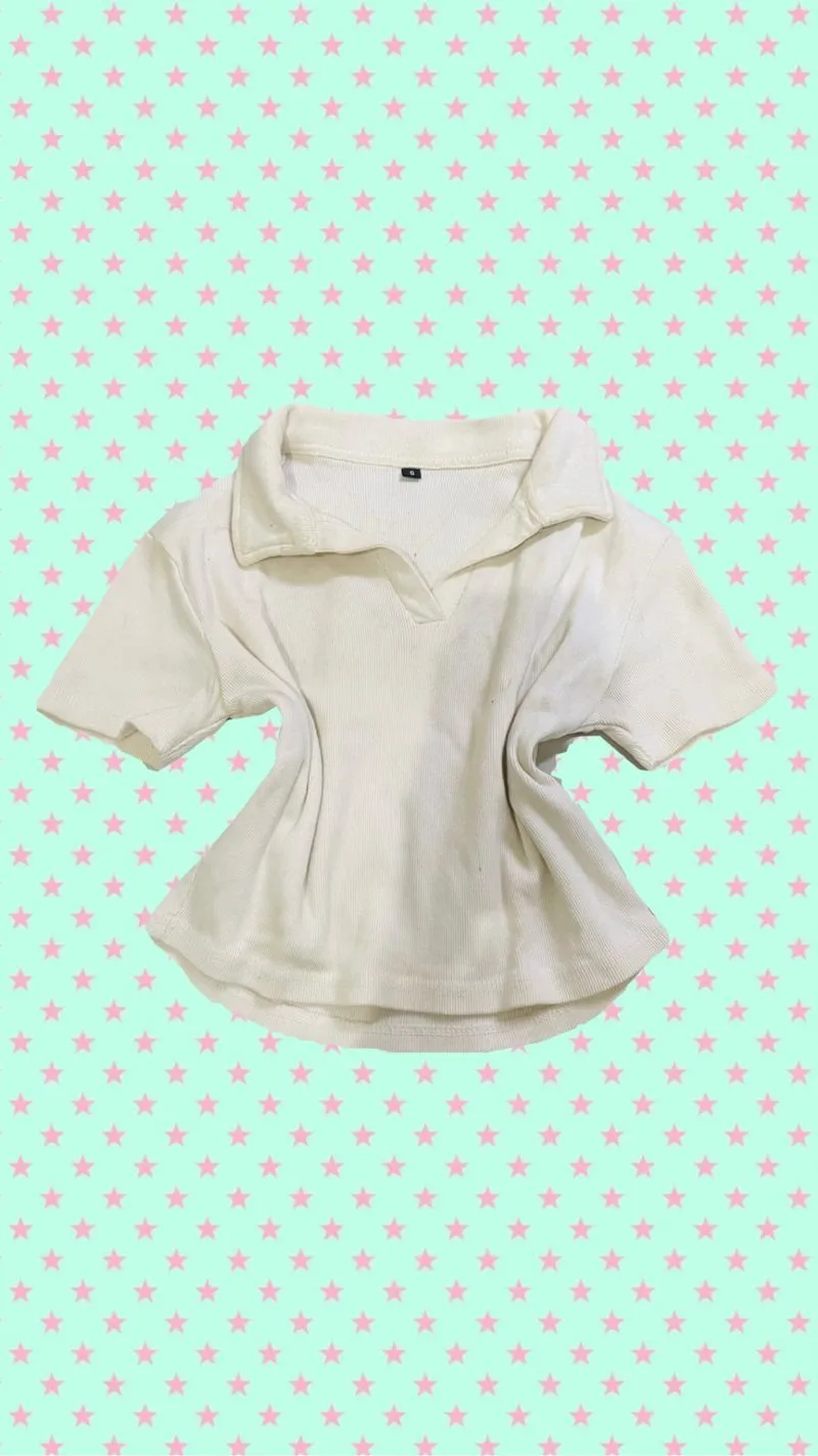 Croptop kerah white  photo 1