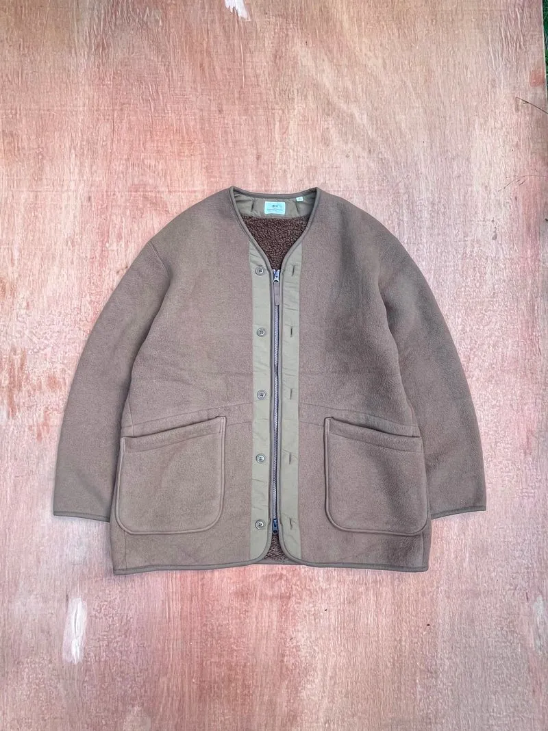 Uniqlo x Engineered Garments Fleece Collarless Coat - Brown
 photo 1