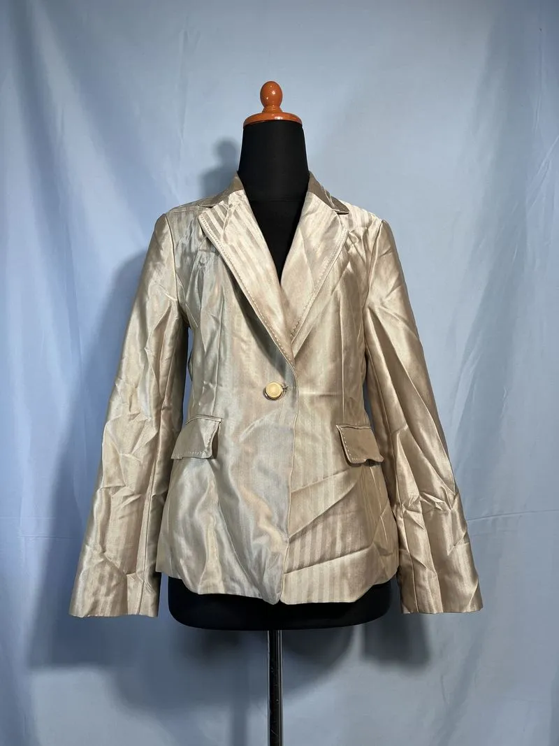Blazer Formal Wanita Semi-Sutra Metalik photo 1