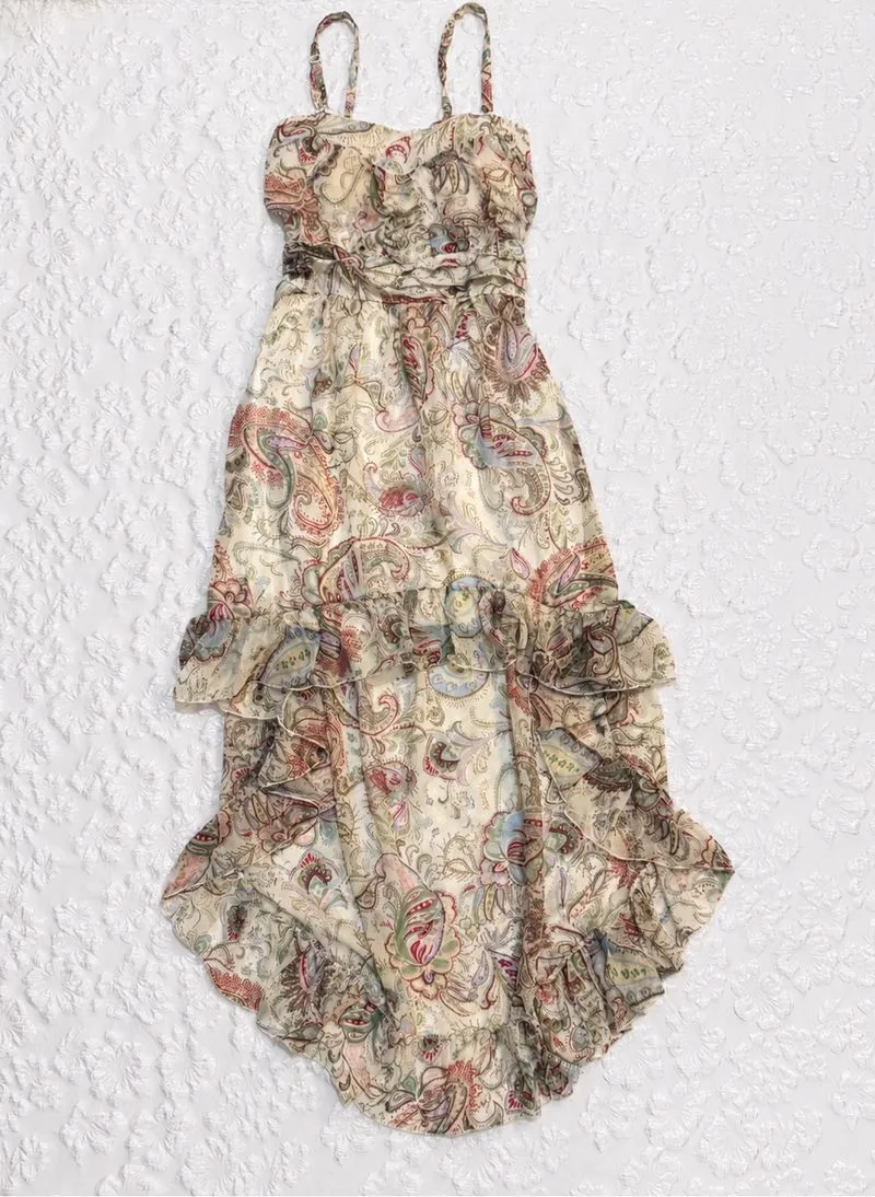 ♡✧ Cream Paisley Asymmetric Dress photo 1