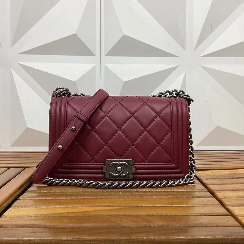 Chanel Boy Lambskin Maroon Medium Sling Bag photo 1