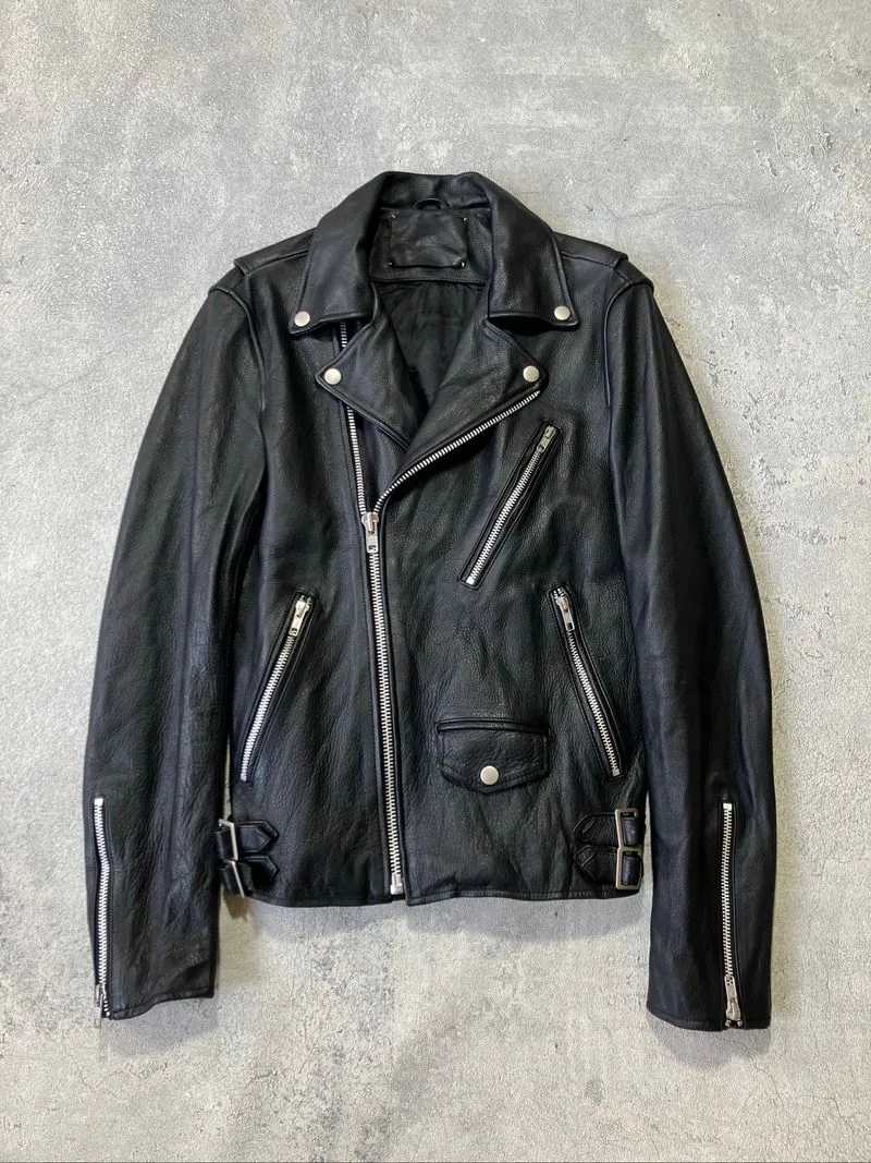 Vivastudio black cowhide leather biker jacket photo 1