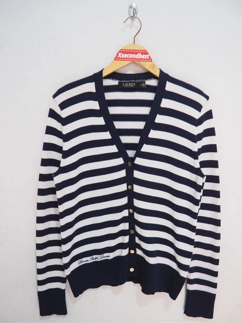 LAUREN RALPH LAUREN STRIPED BLEND KNIT CARDIGAN photo 1