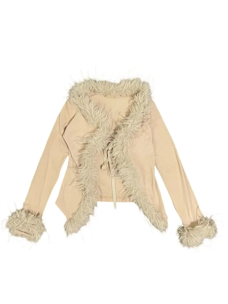 Y2K Japanese Coquette Fur Cardigan photo 1