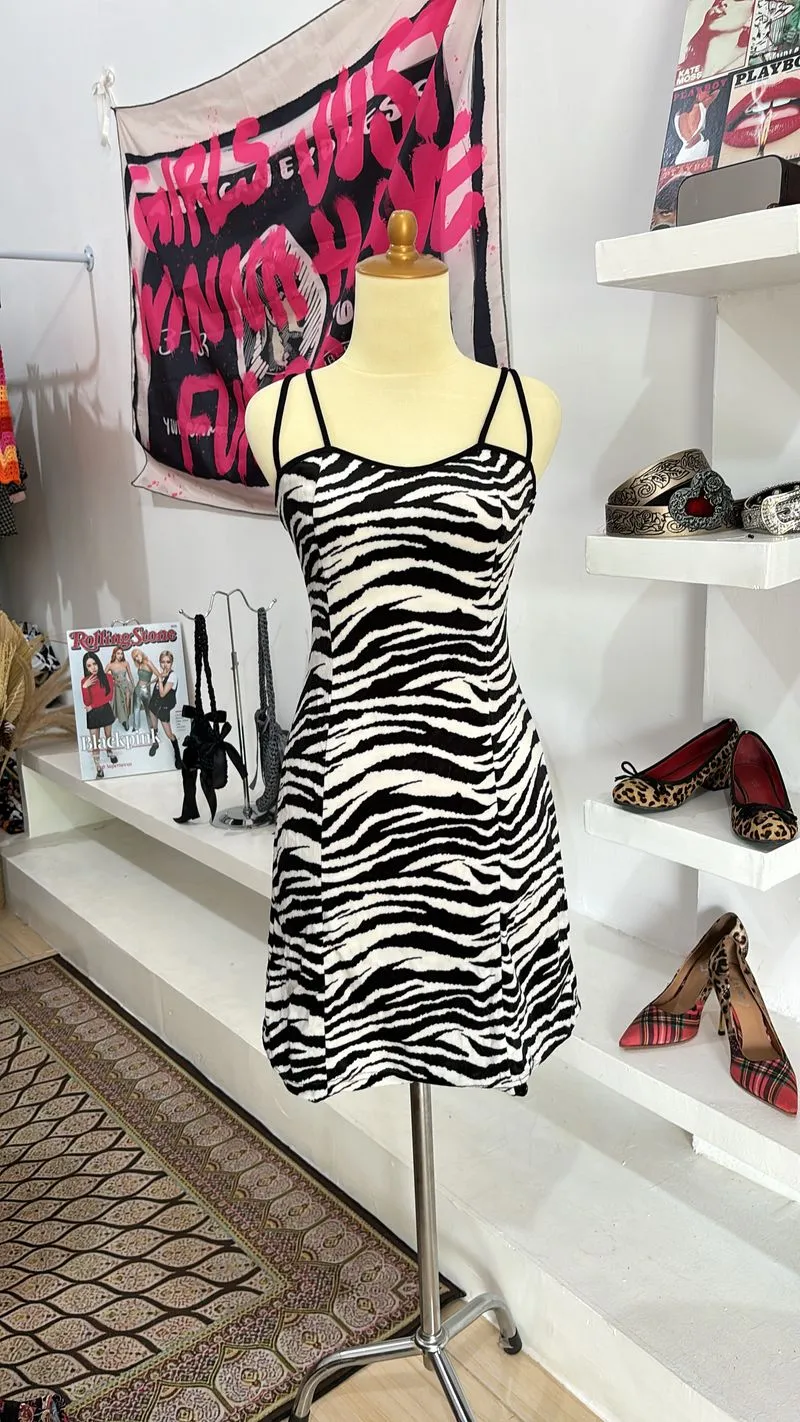 Vintage Y2K Bodycon dress Wanita white black photo 1