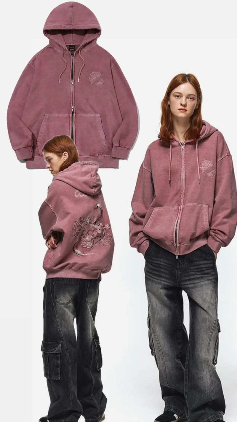 COMPAGNO DOUBLE ZIPPER HOODIE WASHED PINK PIGMENT photo 1