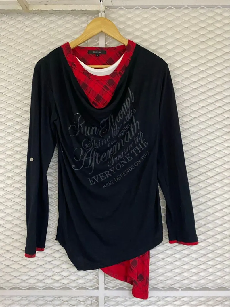Y2k emo style 3layer long sleeve shirt photo 1