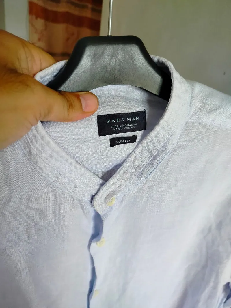 kemeja sanghai LINEN zM branded SIZE L slim fit photo 1