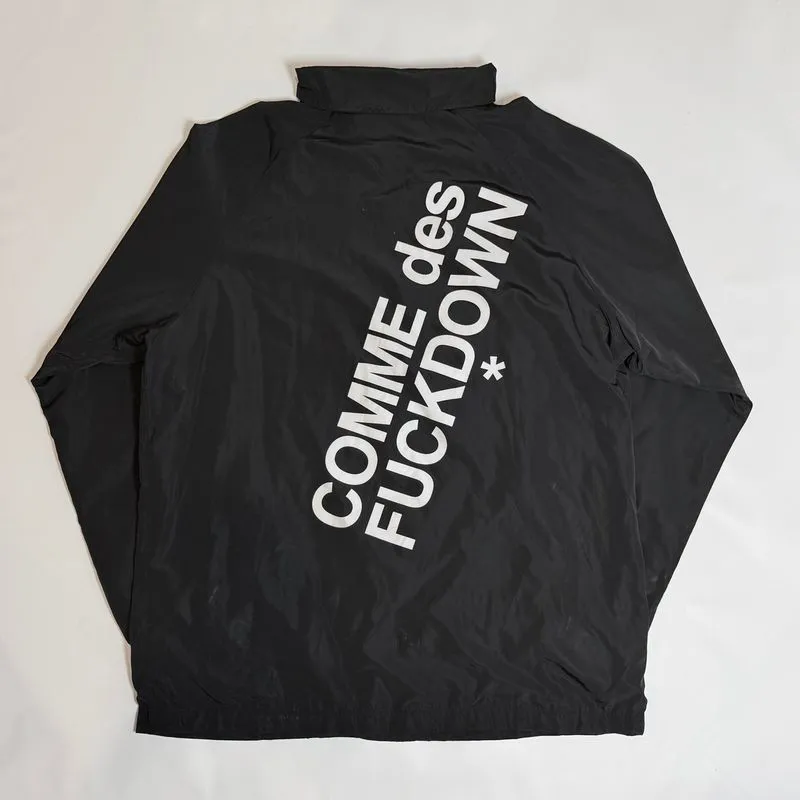 Comme des Fuckdown Black Nylon Button Up Collared Sweatshirt photo 1