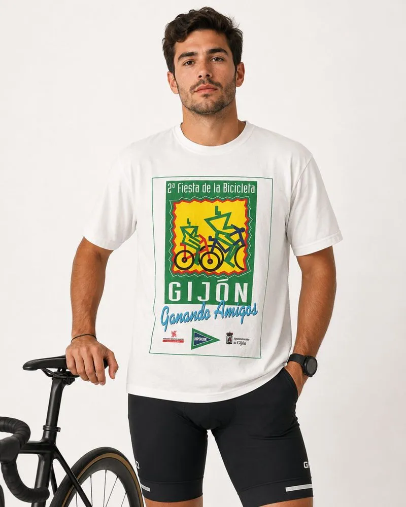 Vintage Gijon "Ganando Amigos" Bicycle Event Tee L photo 1