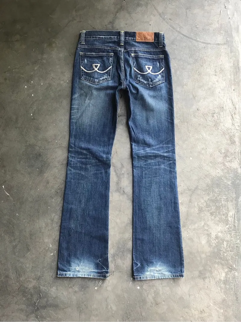 vintage blue blue japan lowrise bootcut denim jeans y2k photo 1