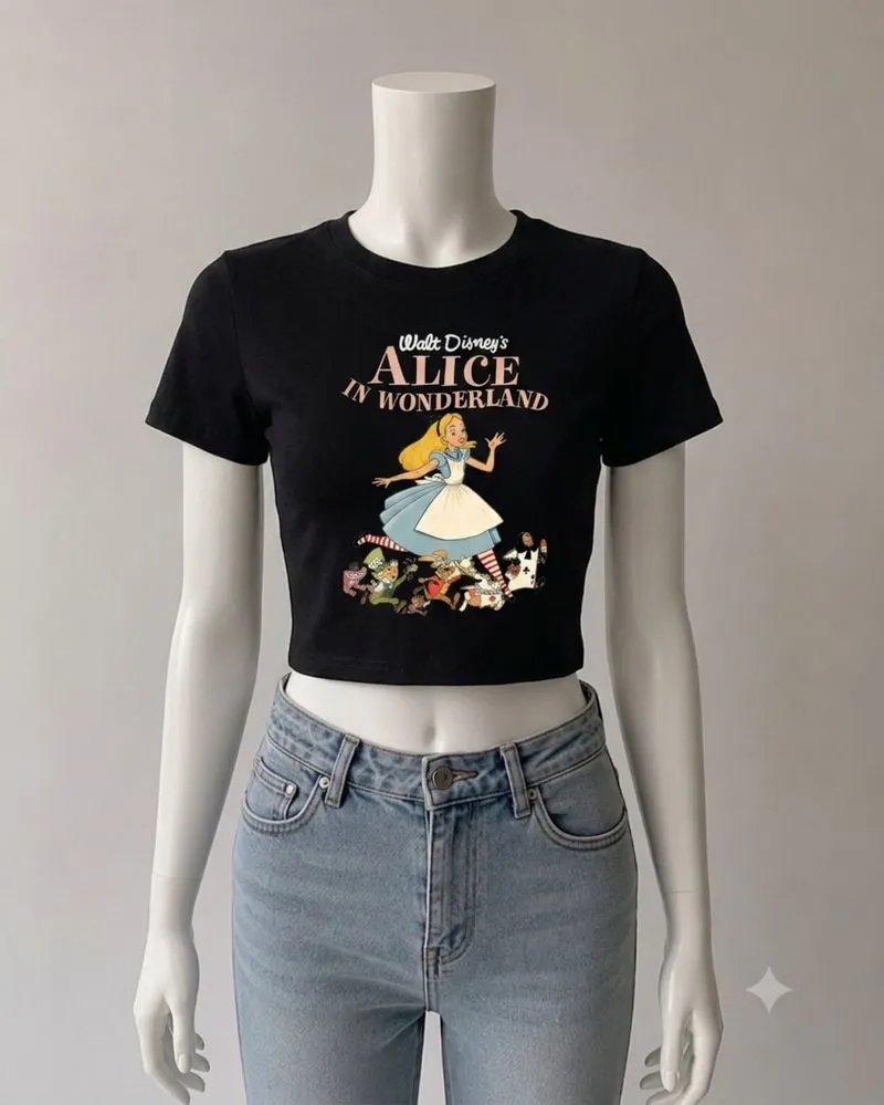 crop top black alice wonderland photo 1
