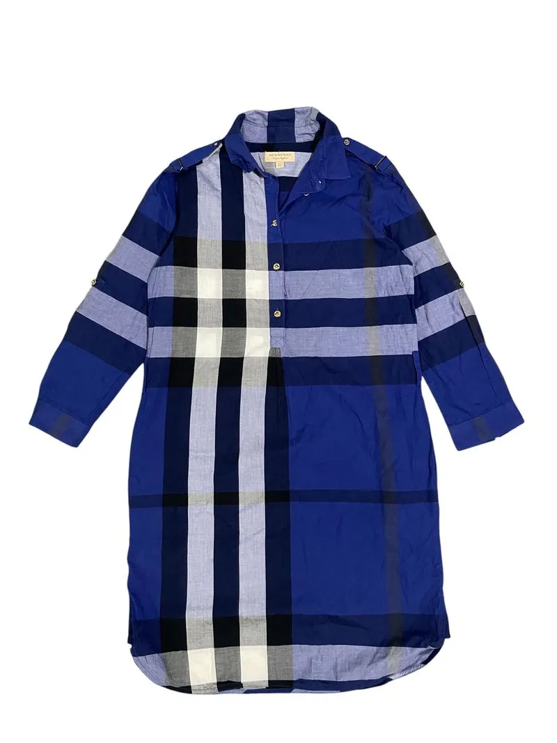 Burberry Novacheck Blue Midi Dress Luxury photo 1