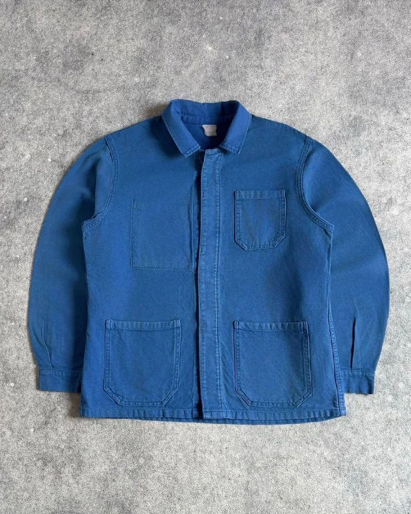 1980s Faded Blue Europe Chore Coat Jacket photo 1