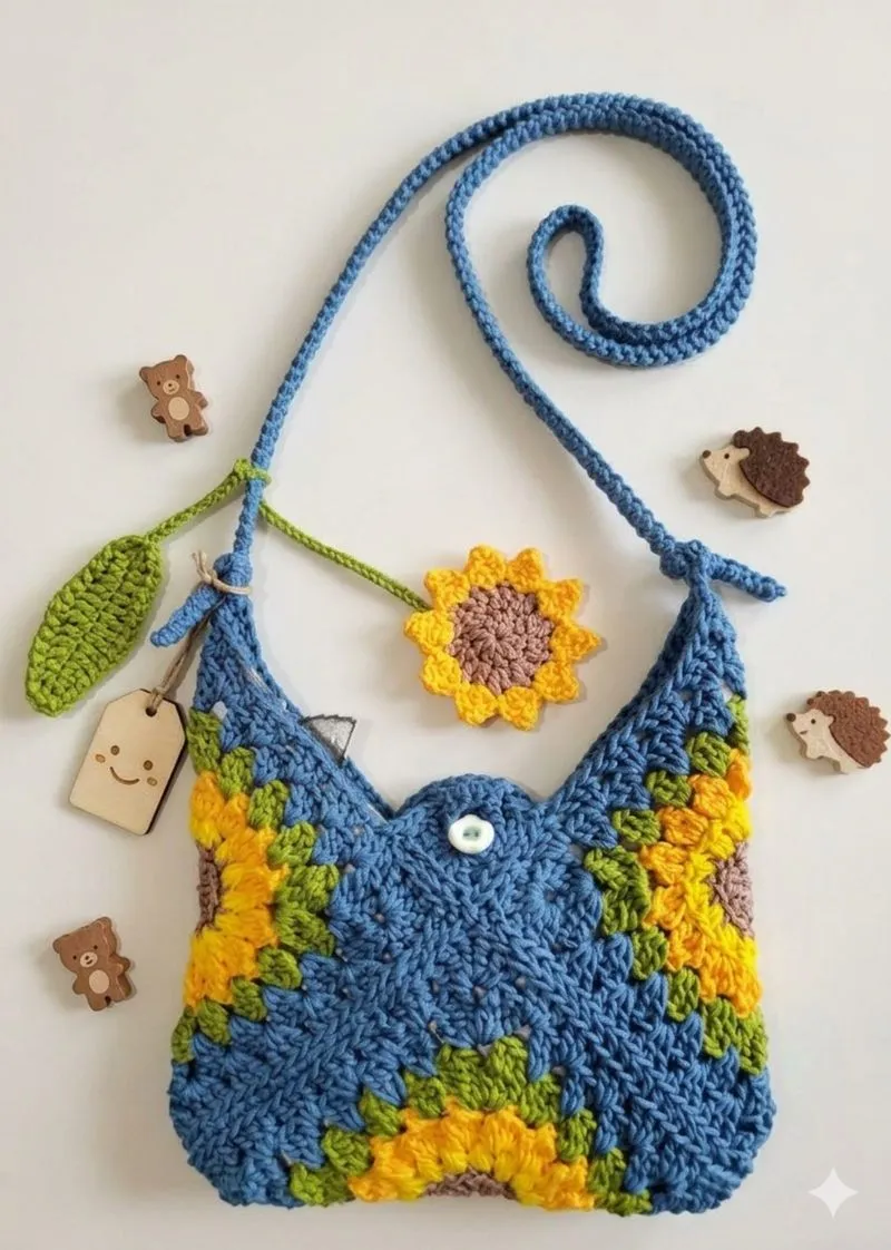 Tas rajut granny sunflower  photo 1