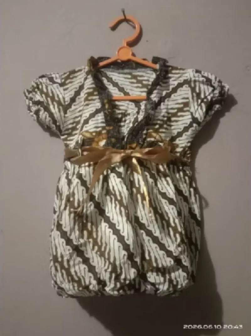Dress batik cokelat model balon photo 1