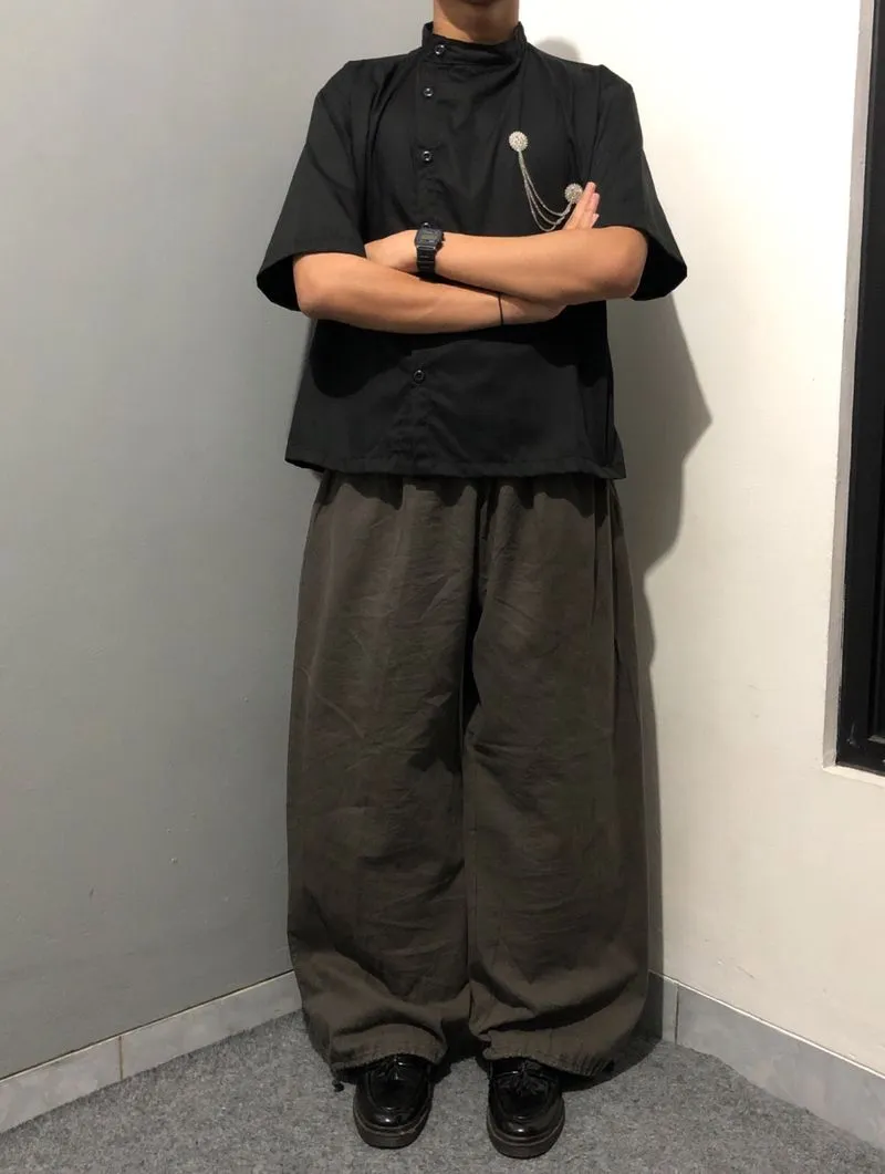 Baon Haus Wide Baggy Pants Olive Grey photo 1