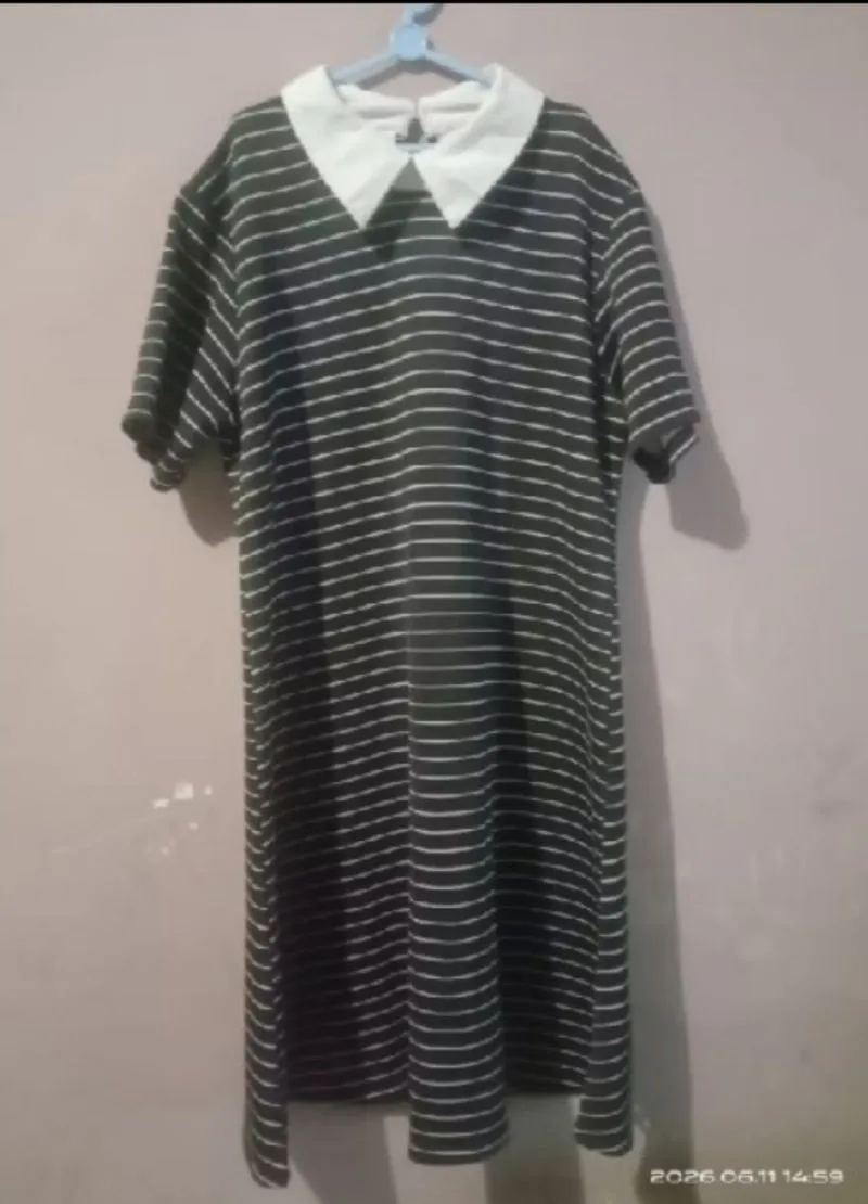 Dress hitam salur photo 1