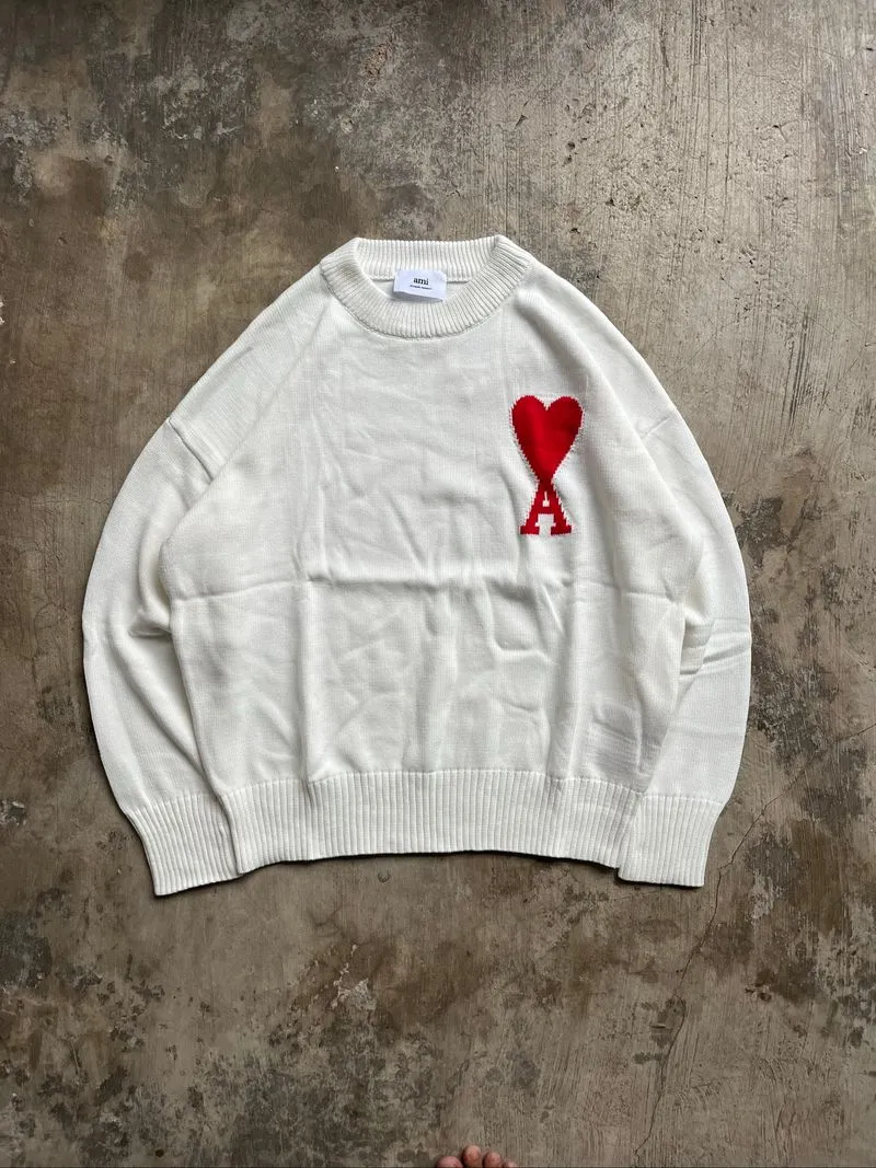 AMI Knit Wool Big Heart White photo 1